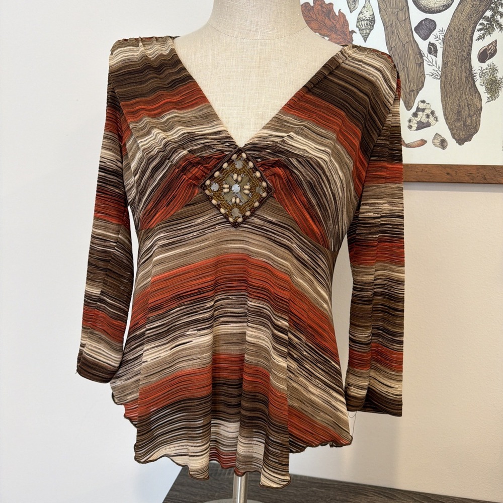 J.t.b. Women's‎ Blouse Boho Fairycore 3/4 Sleeves Baby Doll Y2K Vintage Sequin